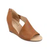 Journee Collection Aretha Sandal Womens Nude Faux Leather Wedge Heel Zpo3819 In Brown