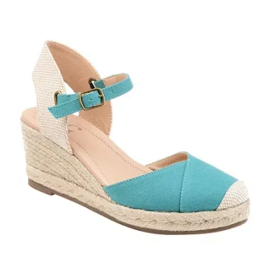 Journee Collection Ashlyn Womens Round Wedge Heel Pumps In Blue