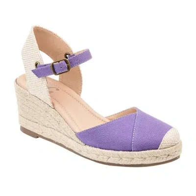 Journee Collection Ashlyn Womens Round Wedge Heel Pumps In Purple