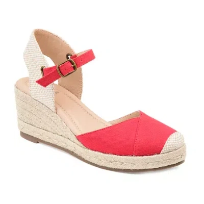 Journee Collection Ashlyn Womens Round Wedge Heel Pumps In Red