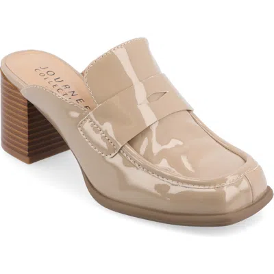 Journee Collection Bayley Mule Pump In Patent/taupe