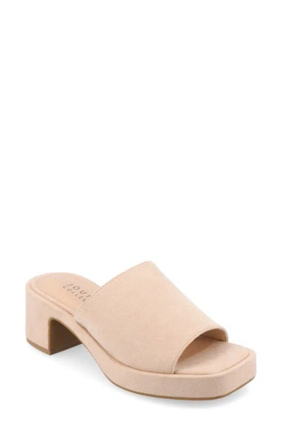 Journee Collection Bessa Block Heel Slide Sandal In Beige