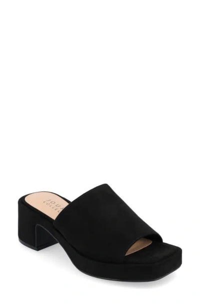 Journee Collection Bessa Block Heel Slide Sandal In Black