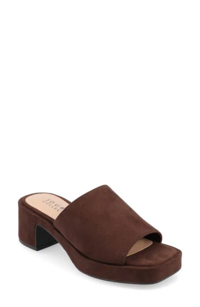 Journee Collection Bessa Block Heel Slide Sandal In Brown