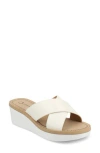 Journee Collection Women's Biara Crisscross Platform Wedge Sandals In White