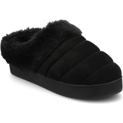 Journee Collection Blair Faux Fur Slipper In Black
