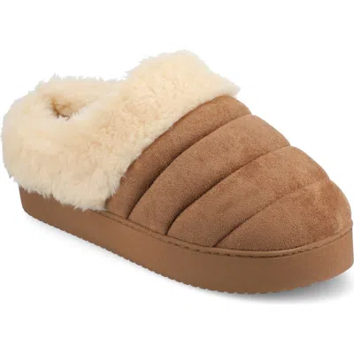 Journee Collection Blair Faux Fur Slipper In Tan