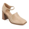 Journee Collection Bobby Womens Square Closed Toe Stacked Heel Pumps In Brown