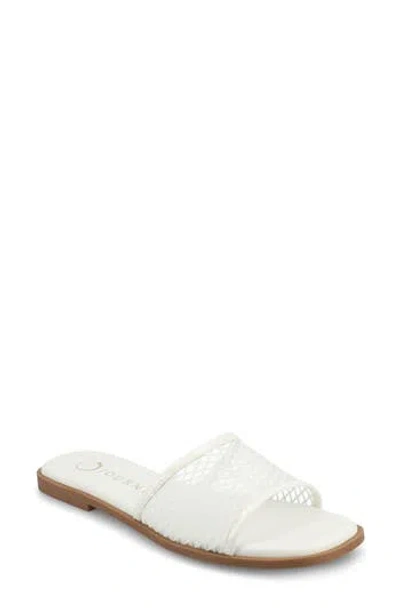Journee Collection Breckley Flat Slide Sandal In White