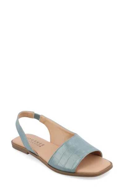 Journee Collection Women's Brinsley Slingback D'orsay Flat Sandals In Blue Croco
