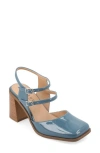 Journee Collection Caisey Double Strap Mary Jane Pump In Patent/ Blue