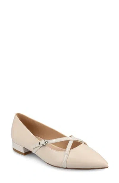 Journee Collection Camby Pointed Toe Flat In Bone