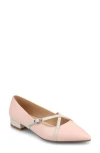 Journee Collection Women's Camby Crisscross Strap Pointed Toe Flats In Pink