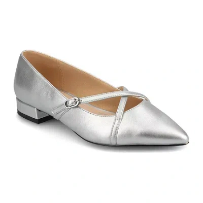 Journee Collection Camby Womens Pointed Closed Toe Ballet Flats In Silver