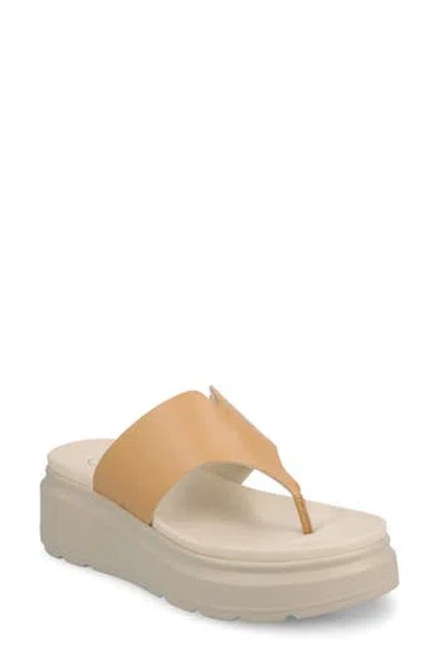 Journee Collection Carah Platform Wedge Sandal In Tan