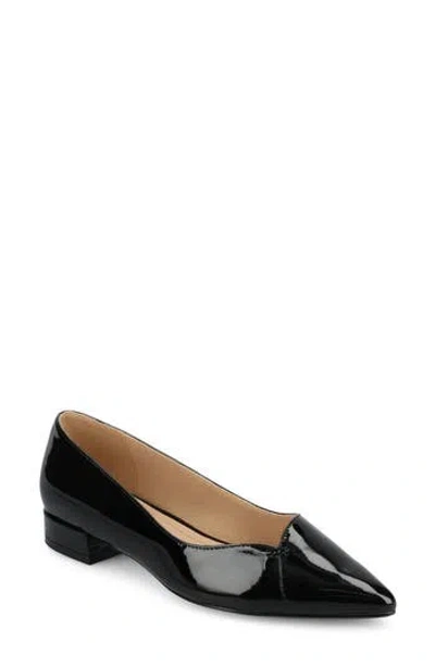 Journee Collection Carmin Pointed Toe Flat In Black Patent