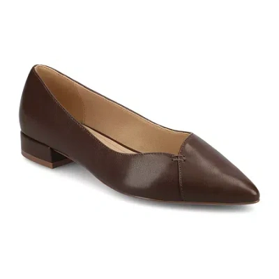 Journee Collection Carmin Womens Pointed Closed Toe Ballet Flats In Brown