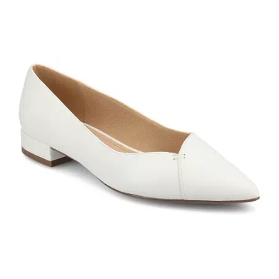 Journee Collection Carmin Womens Pointed Closed Toe Ballet Flats In White