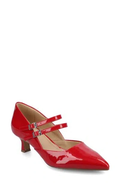 Journee Collection Carnation Kitten Heel Mary Jane Pump In Red