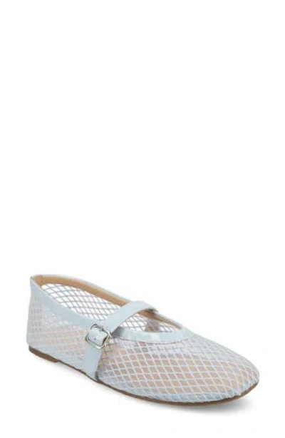 Journee Collection Casha Mesh Mary Jane Flat In Light Blue