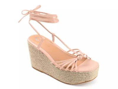 Journee Collection Catalinn Espadrille Wedge Sandal In Pink