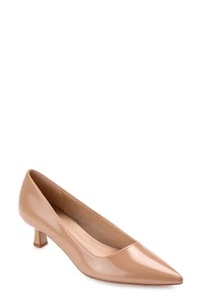 Journee Collection Celica Pointed Toe Pump In Patent/brown