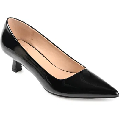 Journee Collection Celica Pointed Toe Pump In Patent,black