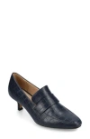 Journee Collection Celina Croc Embossed Loafer Pump In Blue