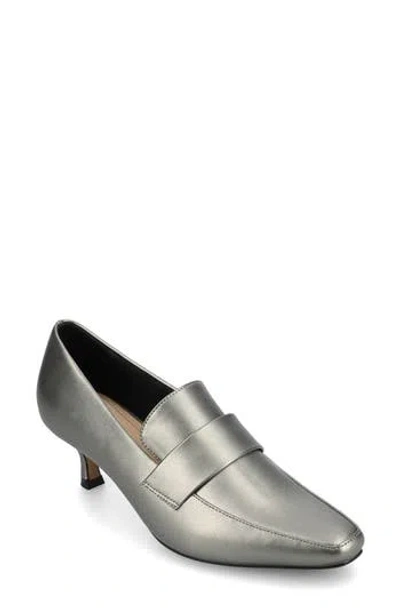 Journee Collection Celina Croc Embossed Loafer Pump In Gray