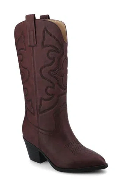 Journee Collection Chantry Western Boot In Burgundy