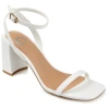 Journee Collection Chasity Womens Round Open Toe Block Heel Pumps In White