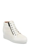 Journee Collection Clarity High Top Wedge Sneaker In White