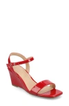 Journee Collection Clayr Wedge Sandal In Patent/red