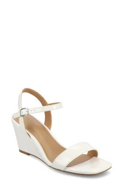 Journee Collection Clayr Wedge Sandal In Patent/white