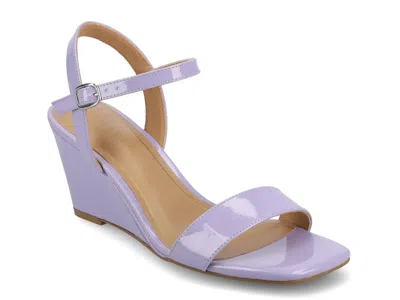 Journee Collection Clayr Wedge Sandal In Animal Print