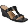 Journee Collection Clodie Wedge Heel Sandal In Black Clodie
