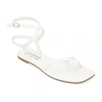 Journee Collection Cloudsteppers Womens Charra Ankle Strap Flat Sandals In White