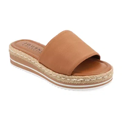Journee Collection Cloudsteppers Womens Rosey Slide Sandals In Brown