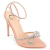 Journee Collection Gracia Crystal Bow Stiletto Pump In Pink