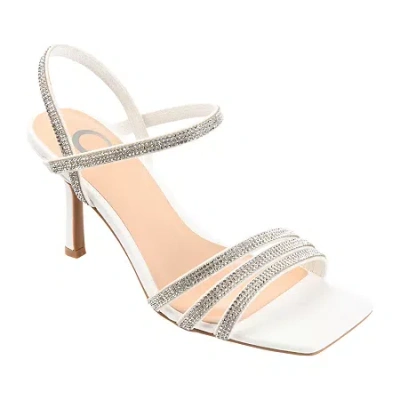 Journee Collection Coraa Womens Square Open Toe Stiletto Heel Pumps In White