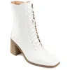 Journee Collection Covva Boots Women's White Leather Ankle Bootie Lion155 In White