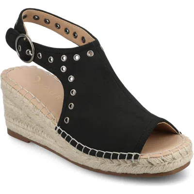 Journee Collection Crisie Espadrille Wedge Sandal In Black Crisie