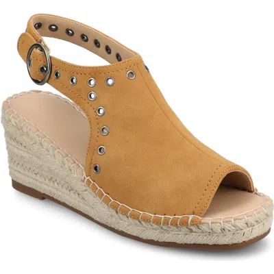 Journee Collection Crisie Espadrille Wedge Sandal In Cognac