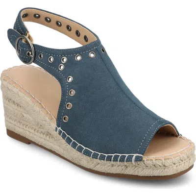 Journee Collection Crisie Espadrille Wedge Sandal In Navy