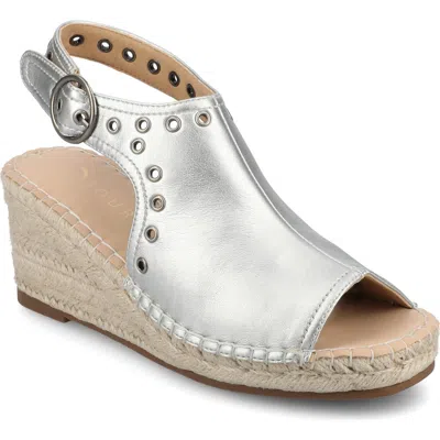 Journee Collection Crisie Espadrille Wedge Sandal In Silver