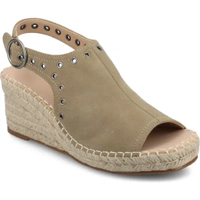 Journee Collection Crisie Espadrille Wedge Sandal In Taupe