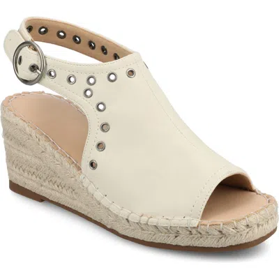 Journee Collection Crisie Espadrille Wedge Sandal In White Crisie