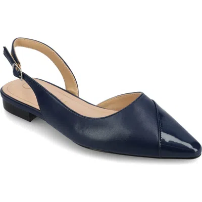 Journee Collection Daphnne Cap Toe Slingback Flat In Navy