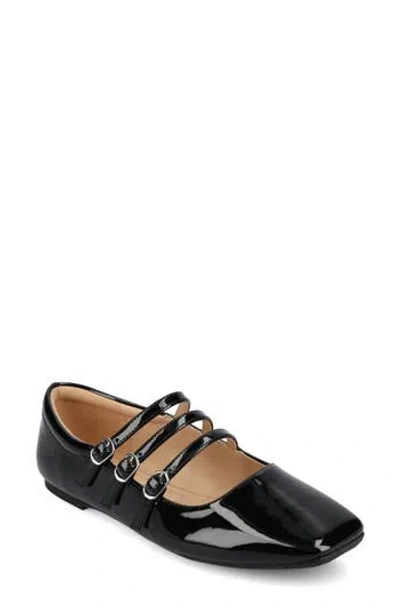 Journee Collection Darlin Multi Strap Mary Jane Flat In Patent/black