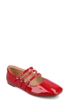 Journee Collection Darlin Multi Strap Mary Jane Flat In Red Patent
